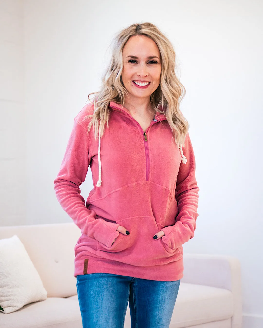 Ampersand Ave Cozy Cutie HalfZip Sweatshirt - Bubblegum