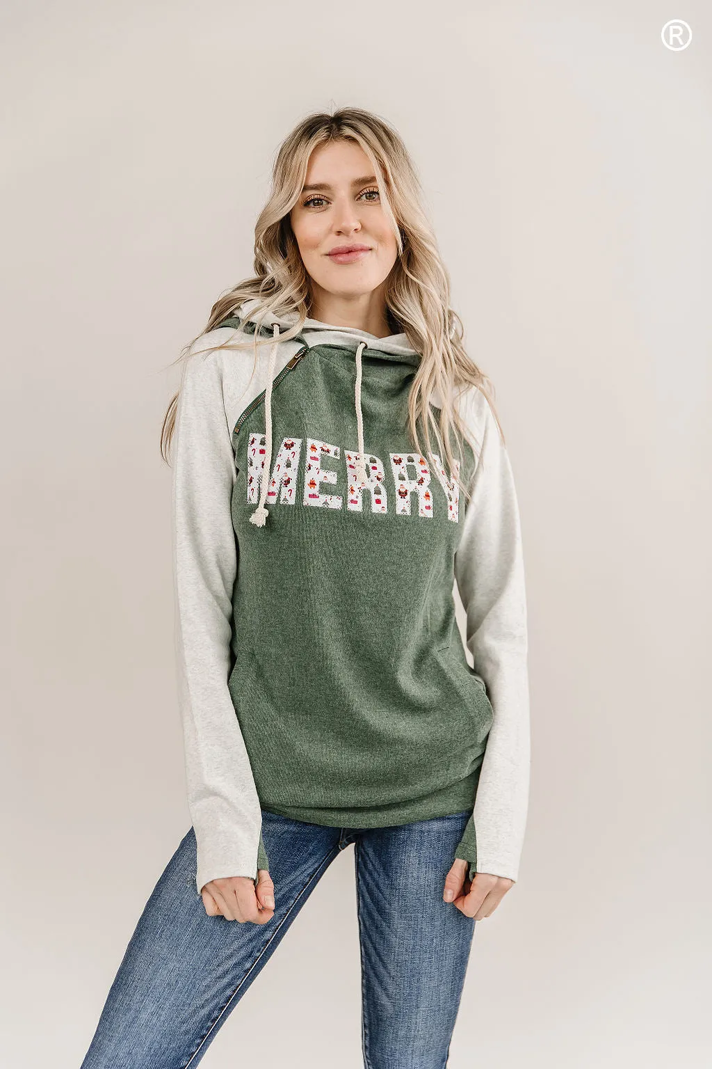 Ampersand Avenue - Doublehood Sweatshirt - Happy Santa