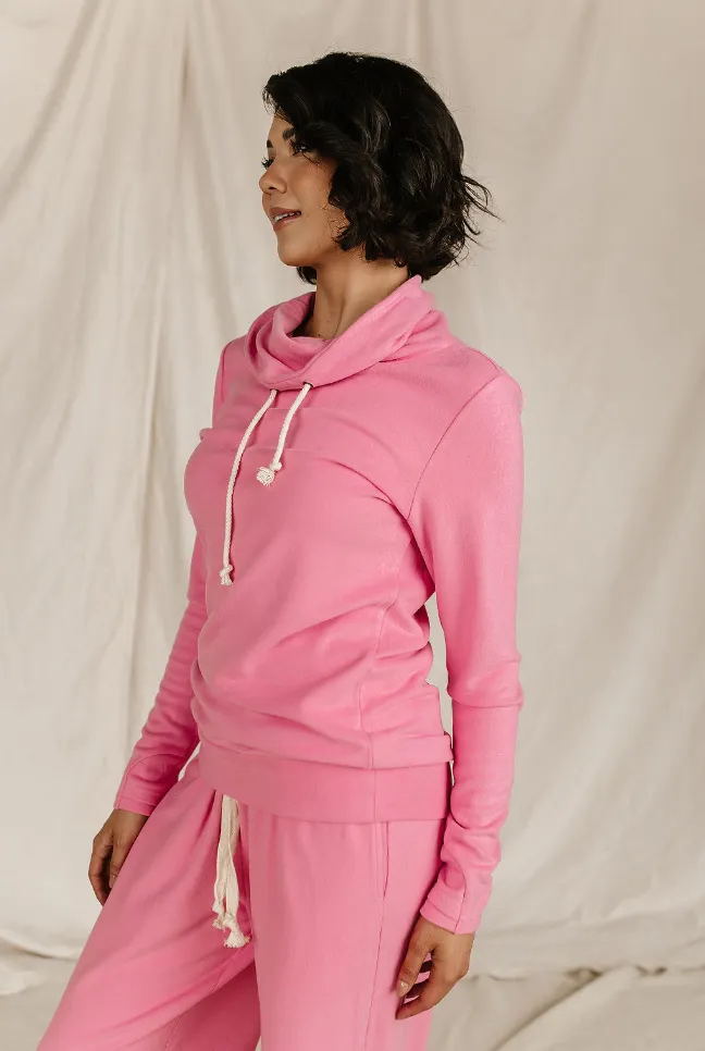 Ampersand Avenue Performance Fleece Cowlneck Sweatshirt - Pink Tulip