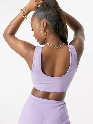 Asos Design Jersey suit crop top &  skirt with split detail in lilac purple