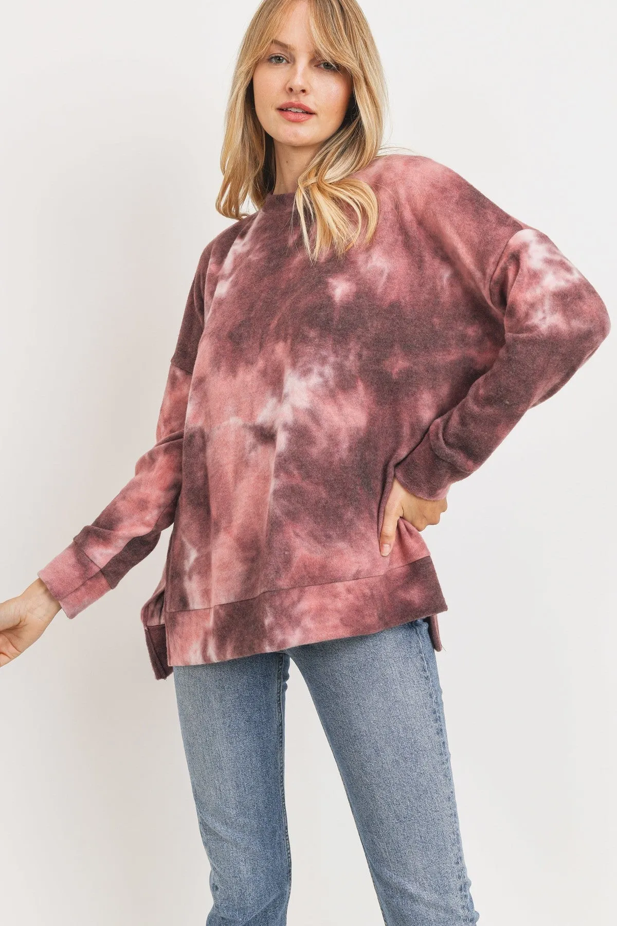 Baz Apparel Women's Tie Dye Brushed Knit Tunic Top