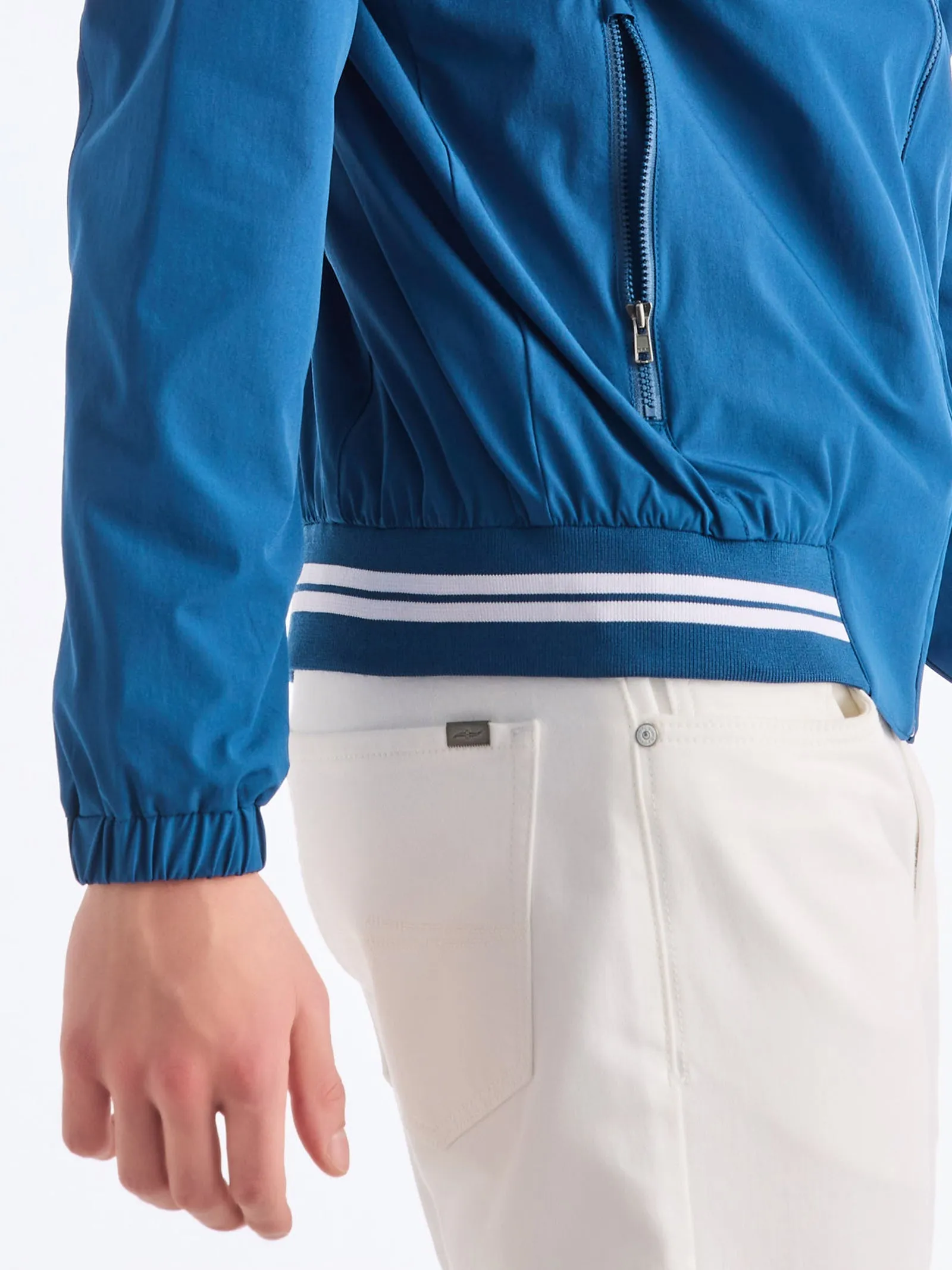 Blue 4-Way Stretch Hooded Jacket