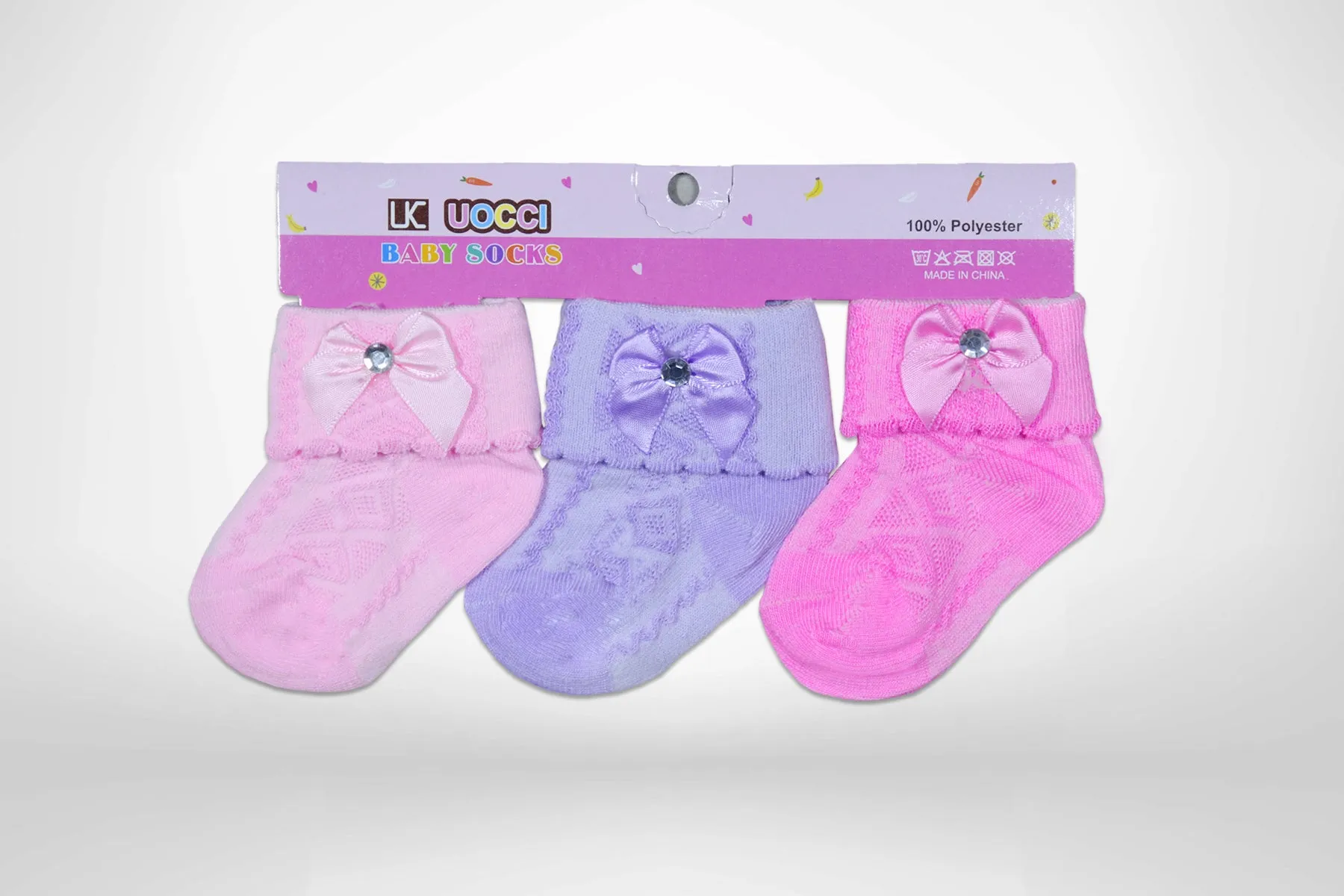 C1325 GAO GUAI TU Fashion Baby Socks 3-Pairs Pack