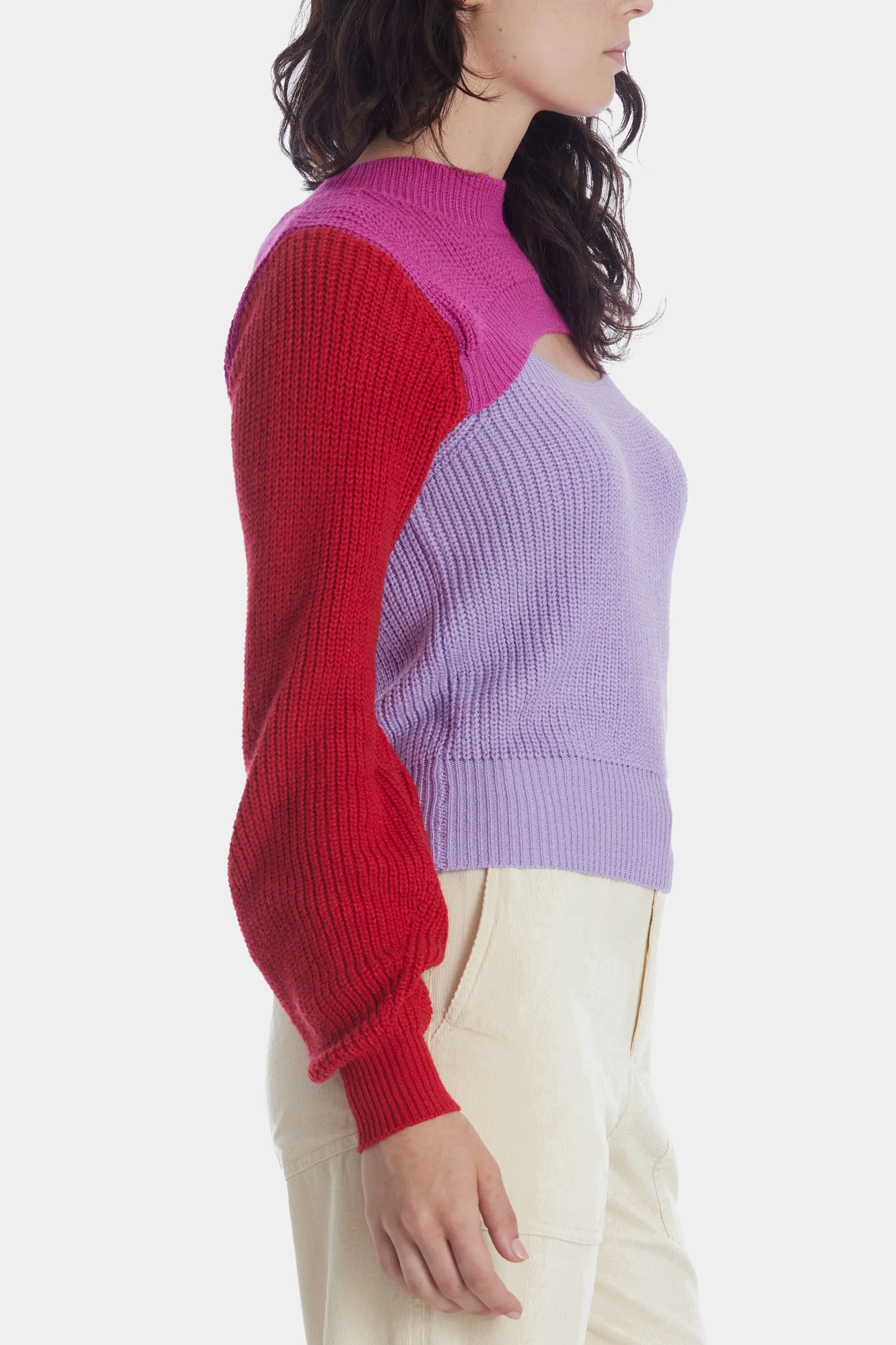 Colorblock Cutout Sweater