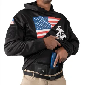 Concealed Carry Hoodie - US Flag / USMC Eagle, Globe, & Anchor (4 Color Choices)