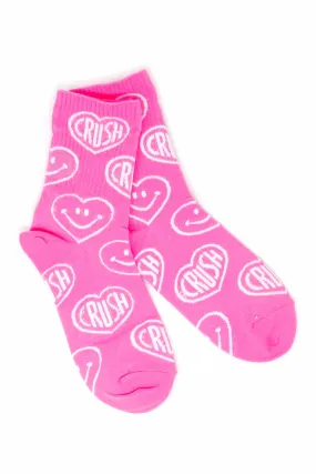 CRUSH Smile Heart Print Crew Cotton Socks