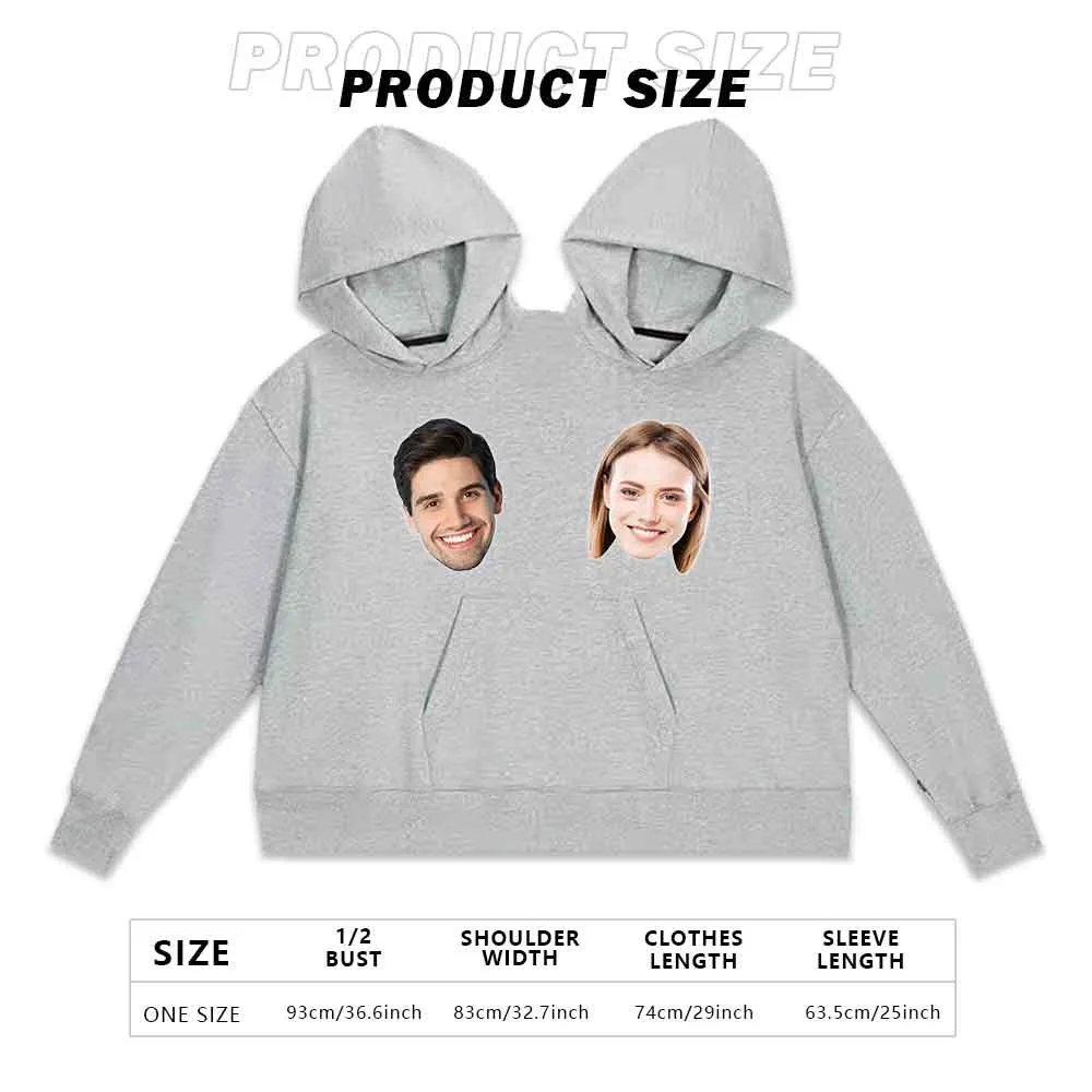 Custom Photo Double One-piece Hoodie Personalized Two Person Intimate Hoodie Funny Couple Valentine's Day Gift