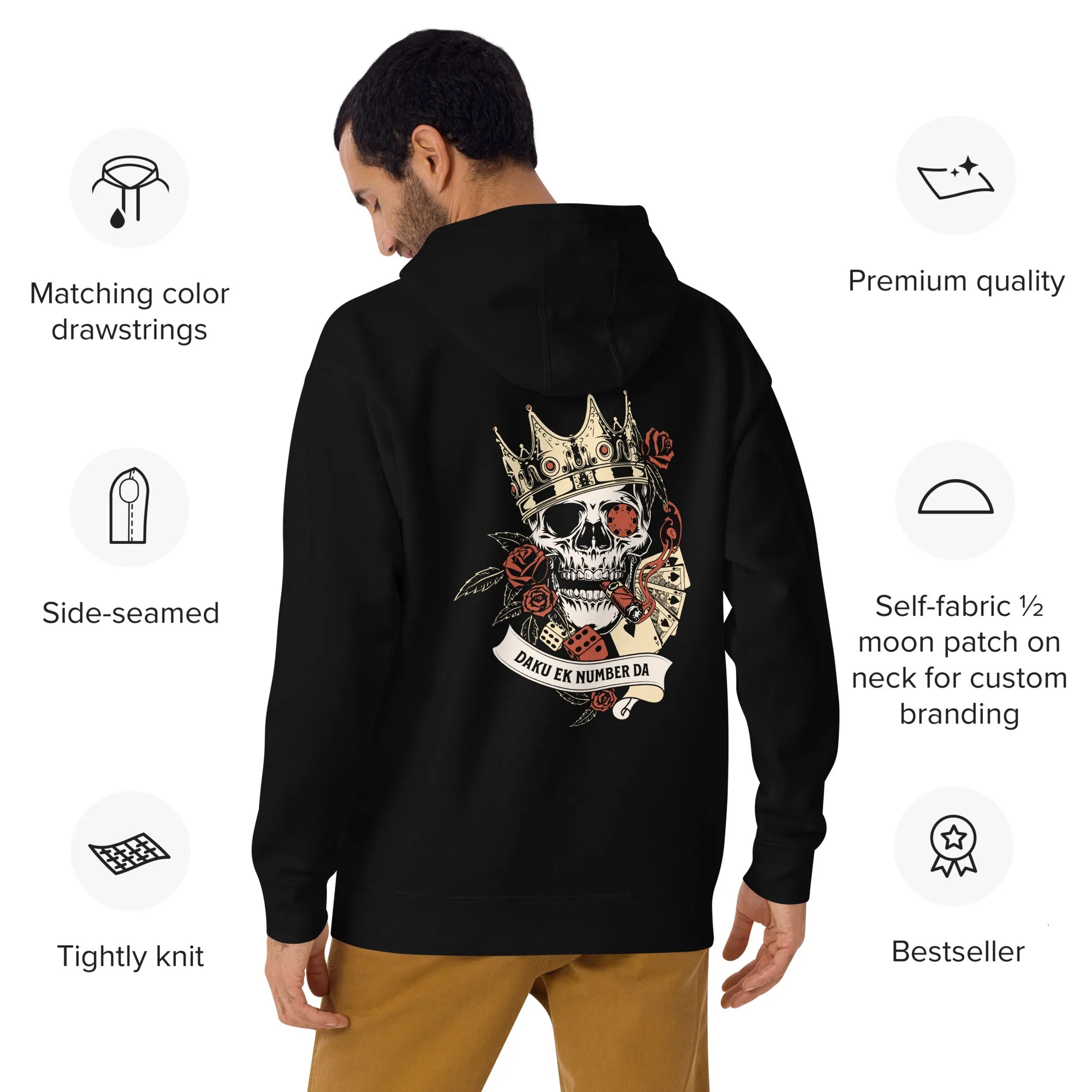 Daku ek number da skull Unisex Hoodie