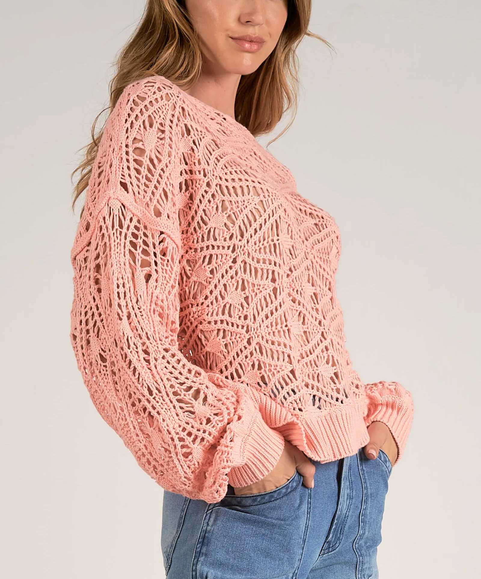 Elan Knit Off Shoulder Sweater