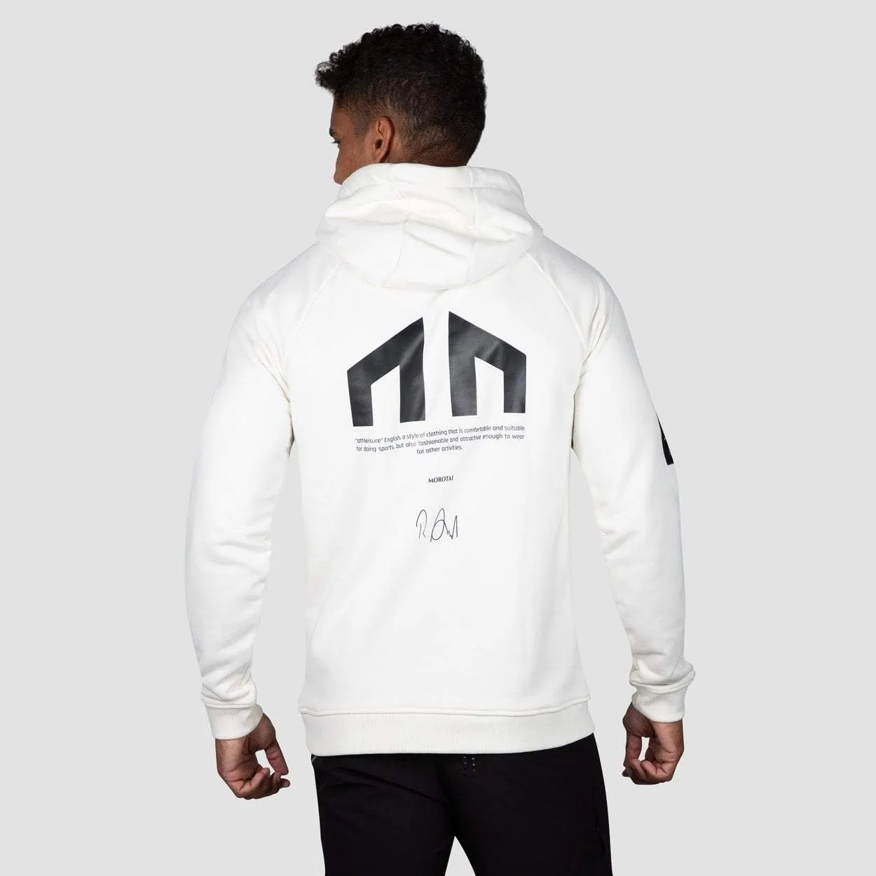 Felpa bianca da uomo con cappuccio Logo Hoodie con grafica posteriore Morotai