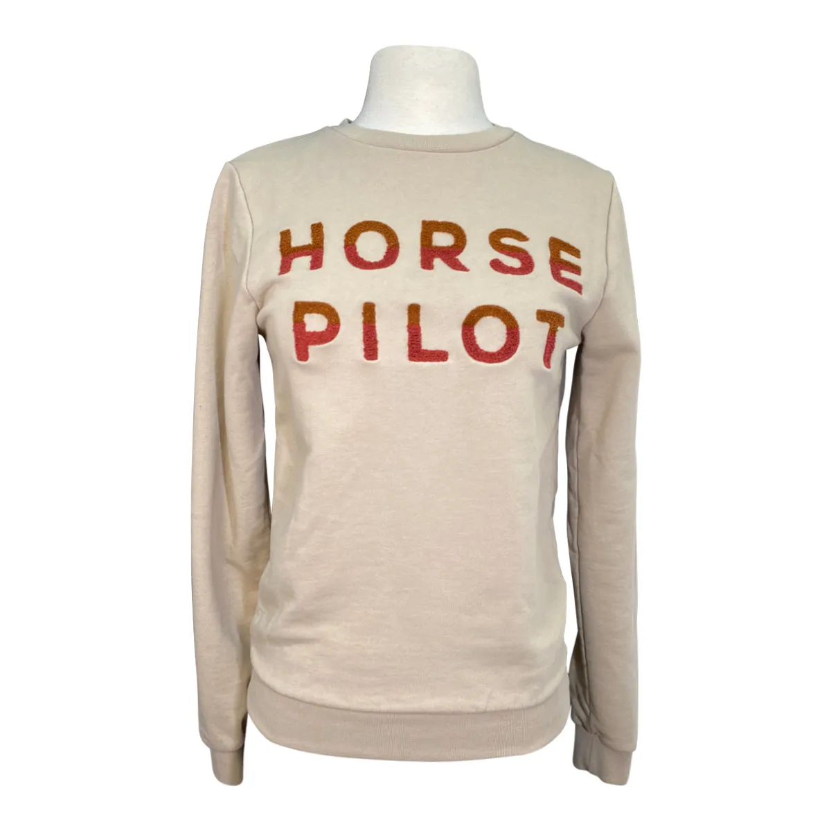 Horse Pilot 'Team' Sweatshirt in Tan/Orange - Women's XS