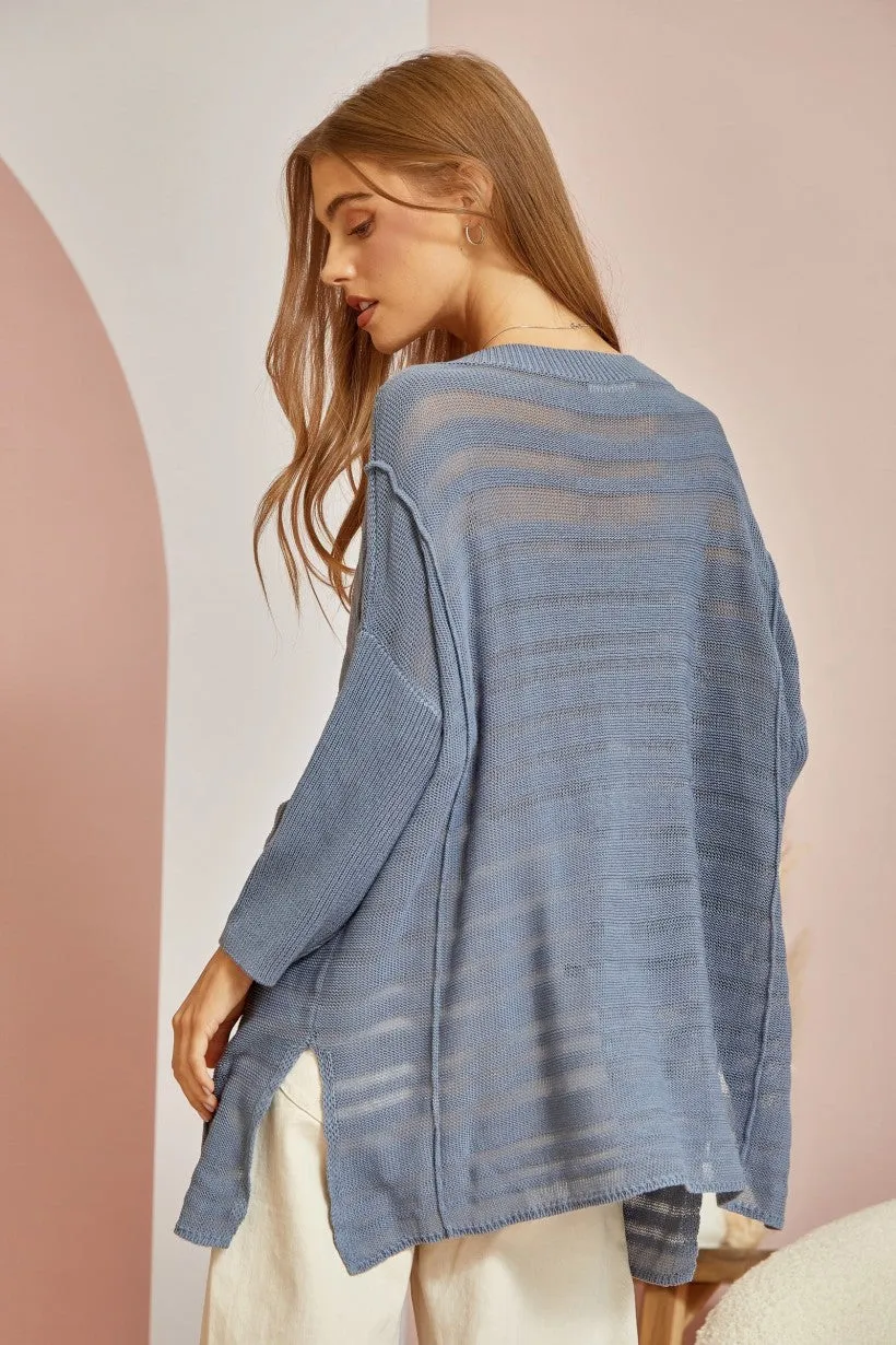 It's Worth It Tunic Sweater - Blue