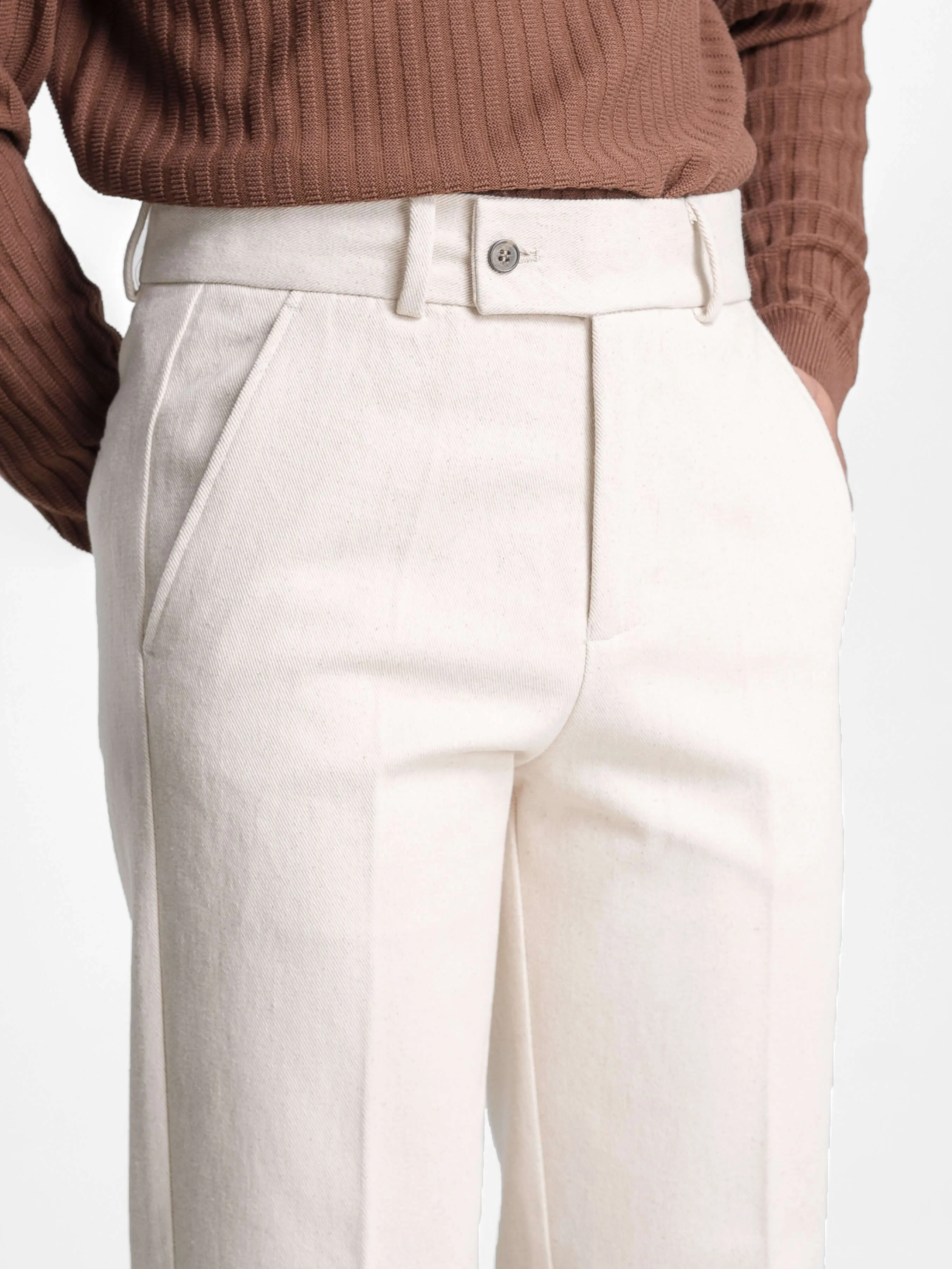 Jose Straight Cut Trousers - Off White