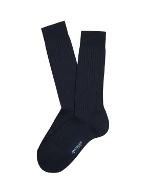 Marcoliani Navy Mid Calf Merino Dress Socks