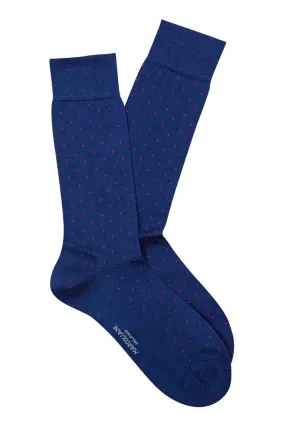 Marcoliani Pima Cotton Lisle Cobalt Pin Dot Socks