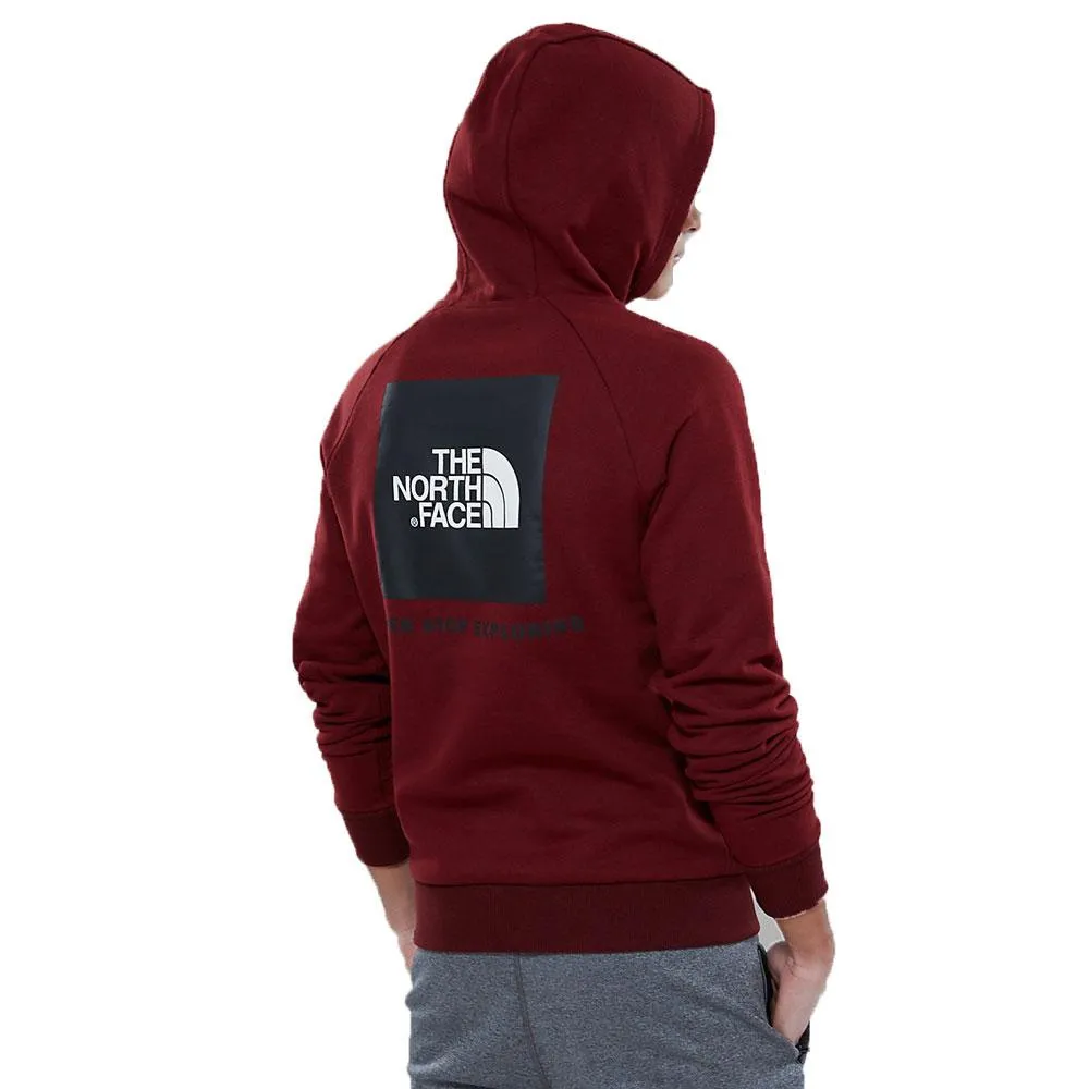 North Face Raglan Red Box Mens Pullover Hoody - Cardinal Red