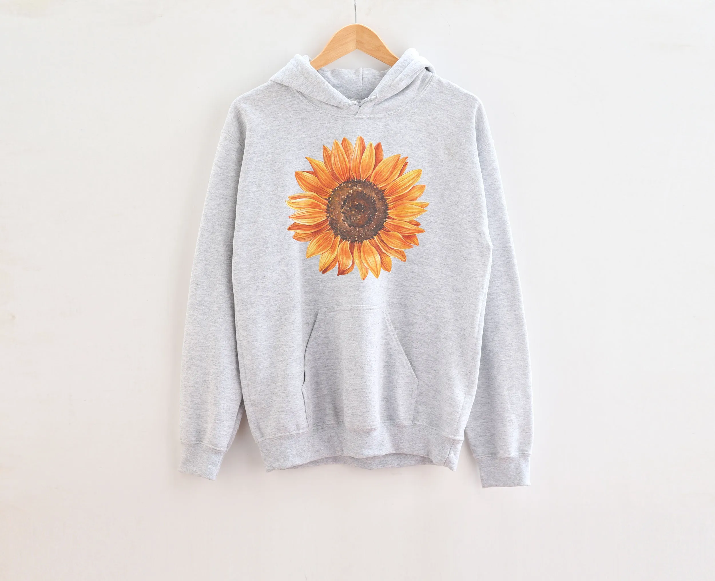 Orange and Red Sunflower Adult Hoodies