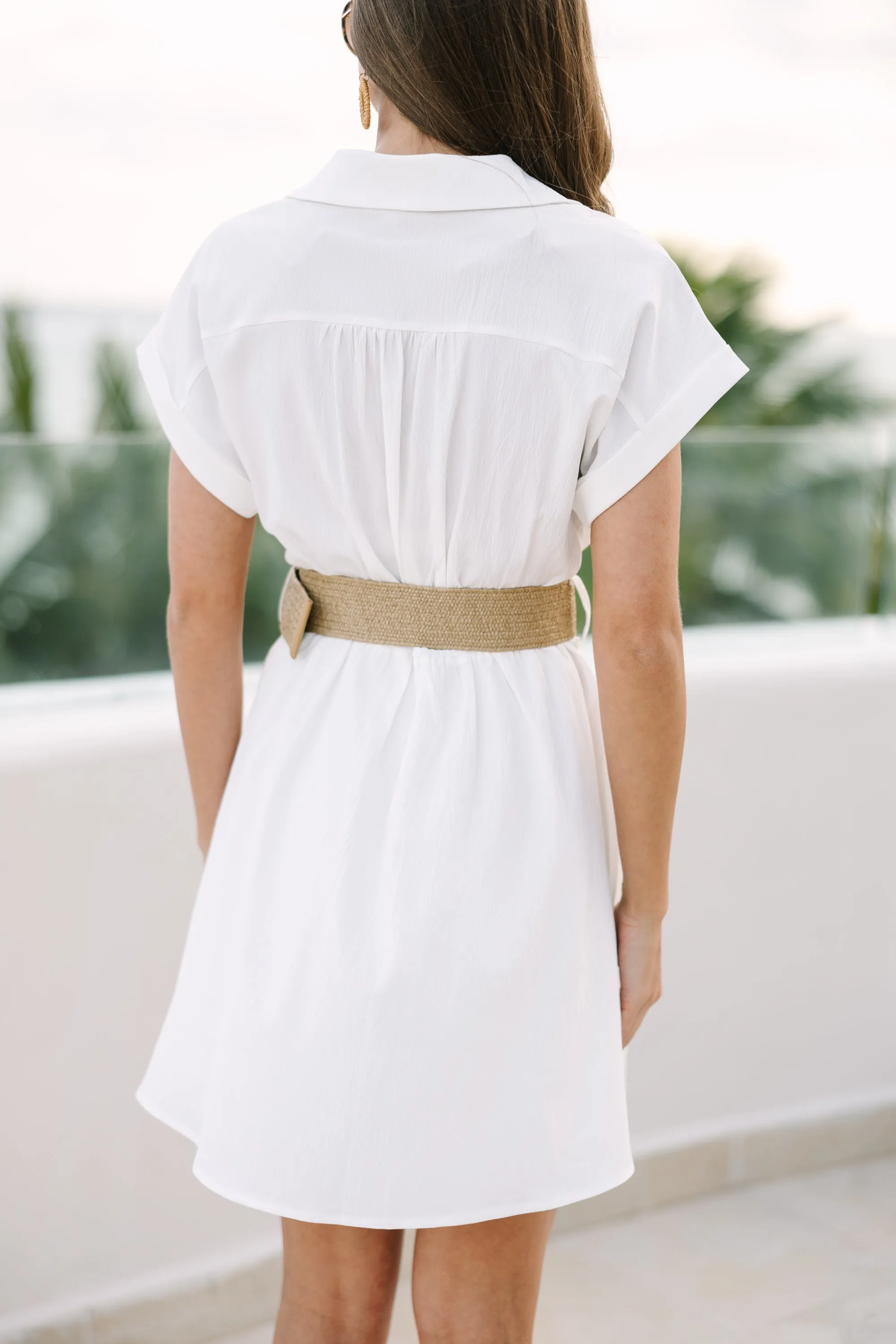 Out For The Day White Belted Dress