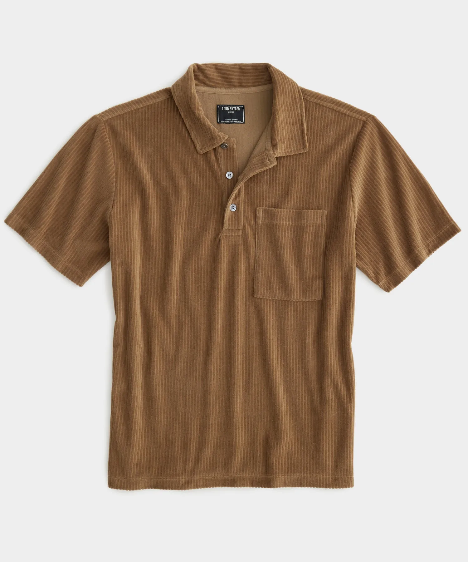 Ribbed Velour Polo in Weathered Oak