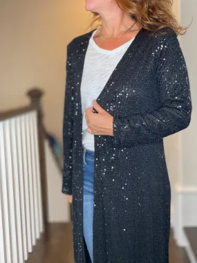 Sequin Duster in Black