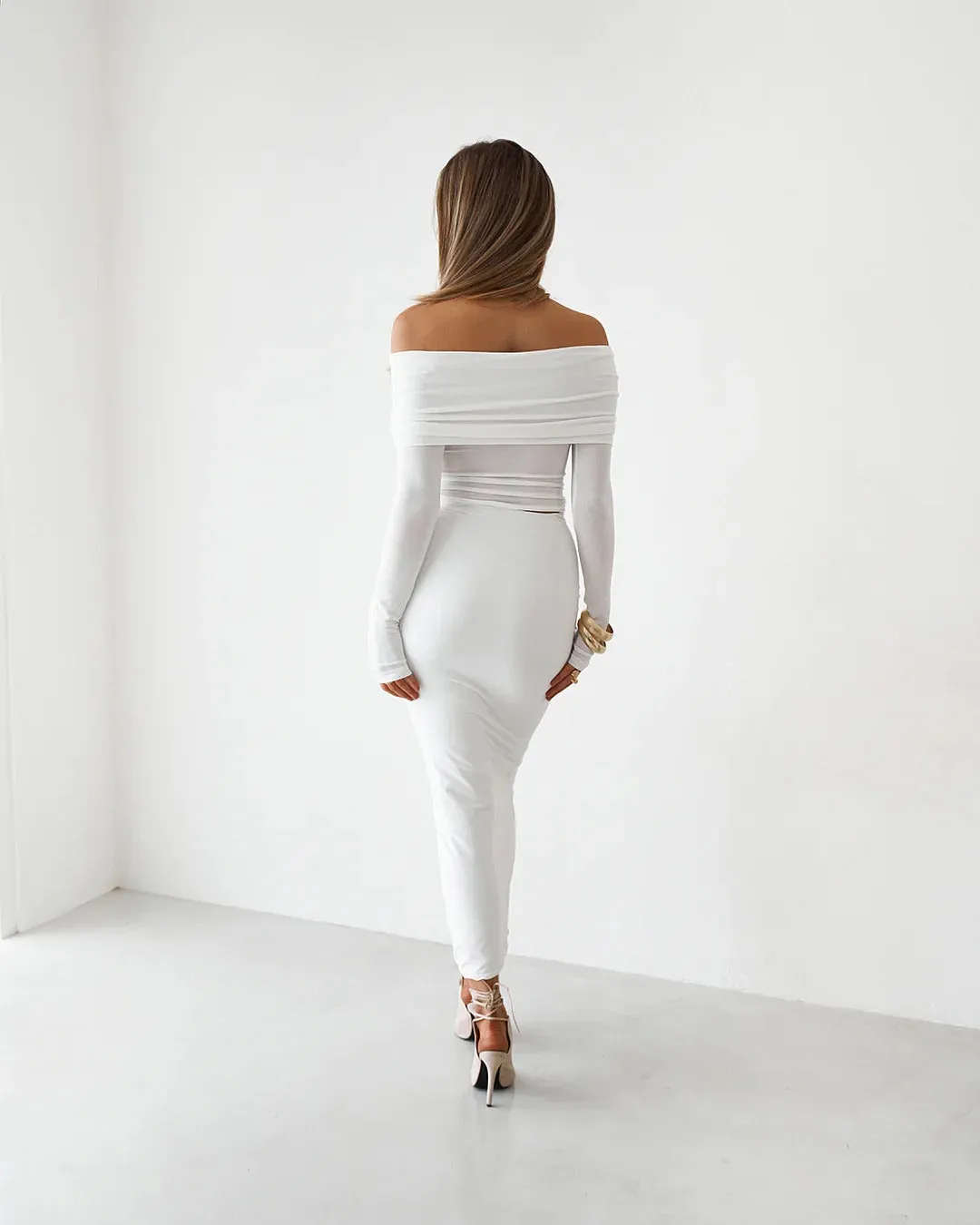 Sheer Long Sleeve Top - White