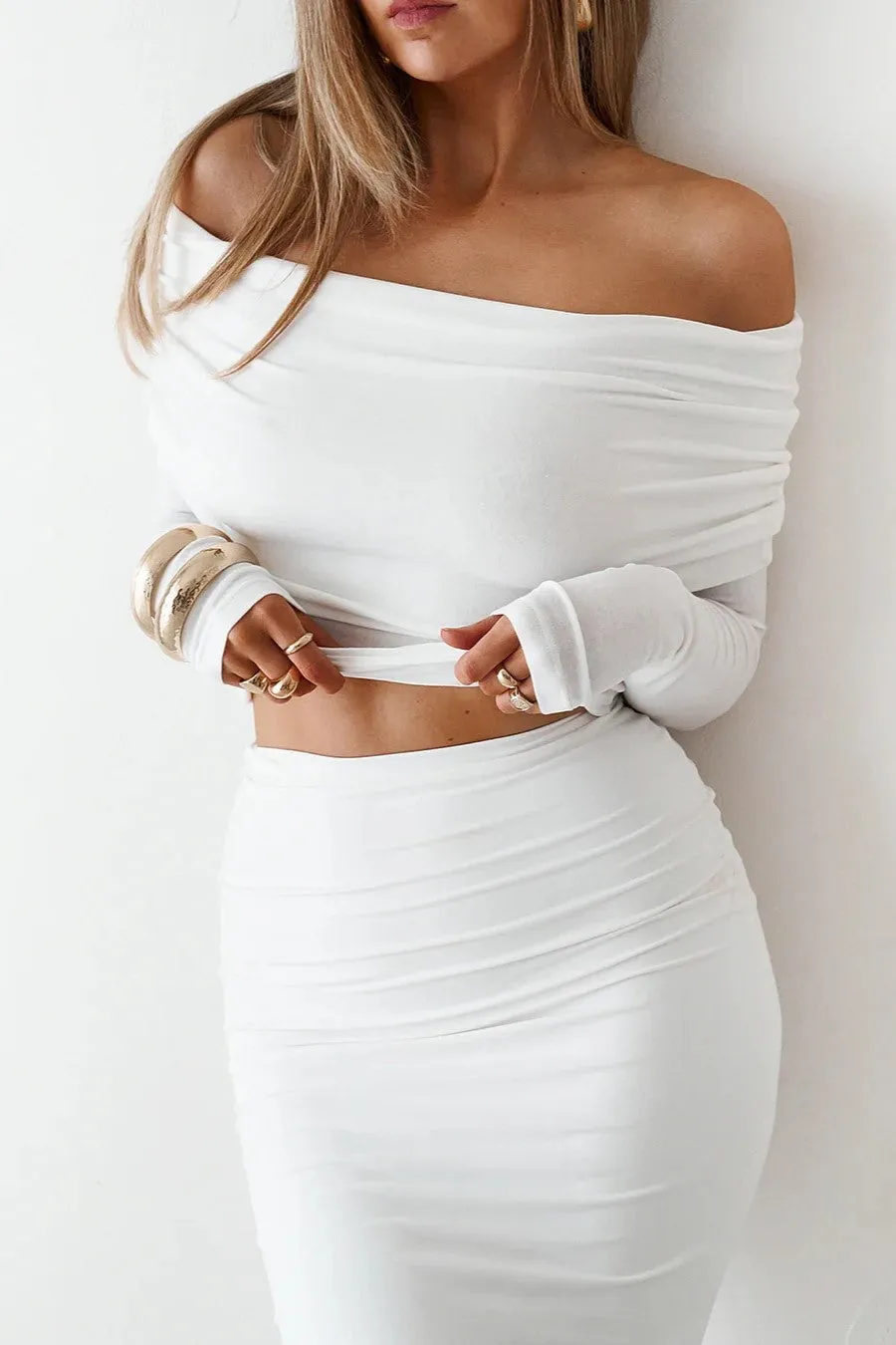 Sheer Long Sleeve Top - White