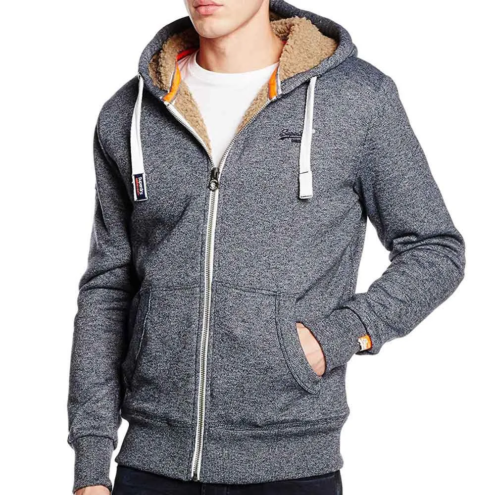 Superdry Orange Label Heavy Winter Zip Up Hoodie - Navy Mega Grit