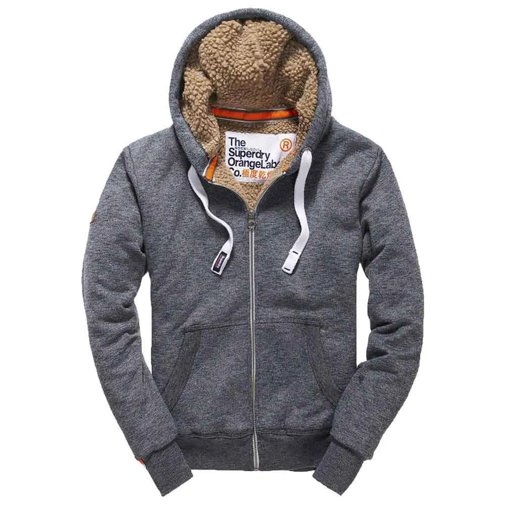 Superdry Orange Label Heavy Winter Zip Up Hoodie - Navy Mega Grit