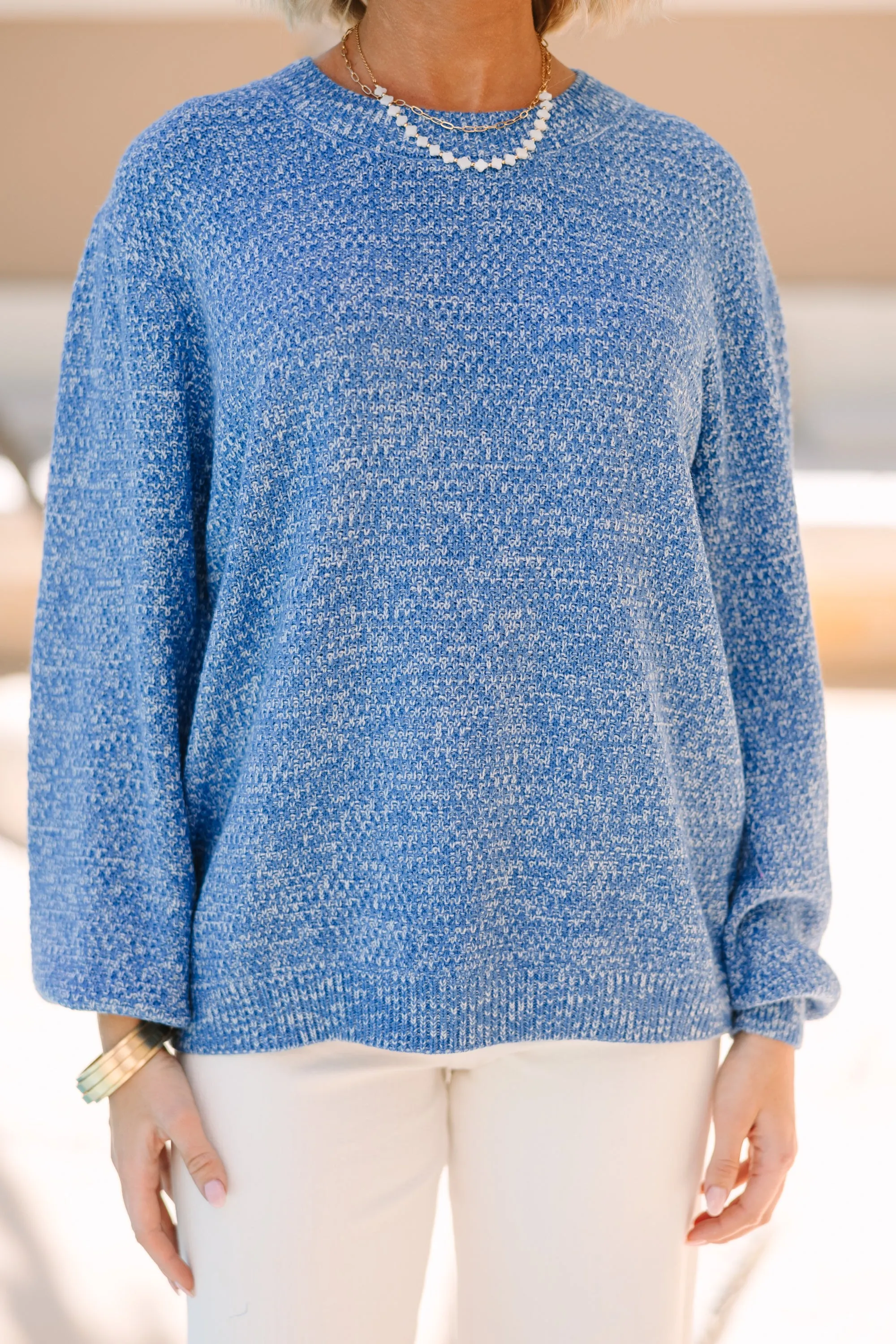 The Slouchy Royal Blue Bubble Sleeve Sweater