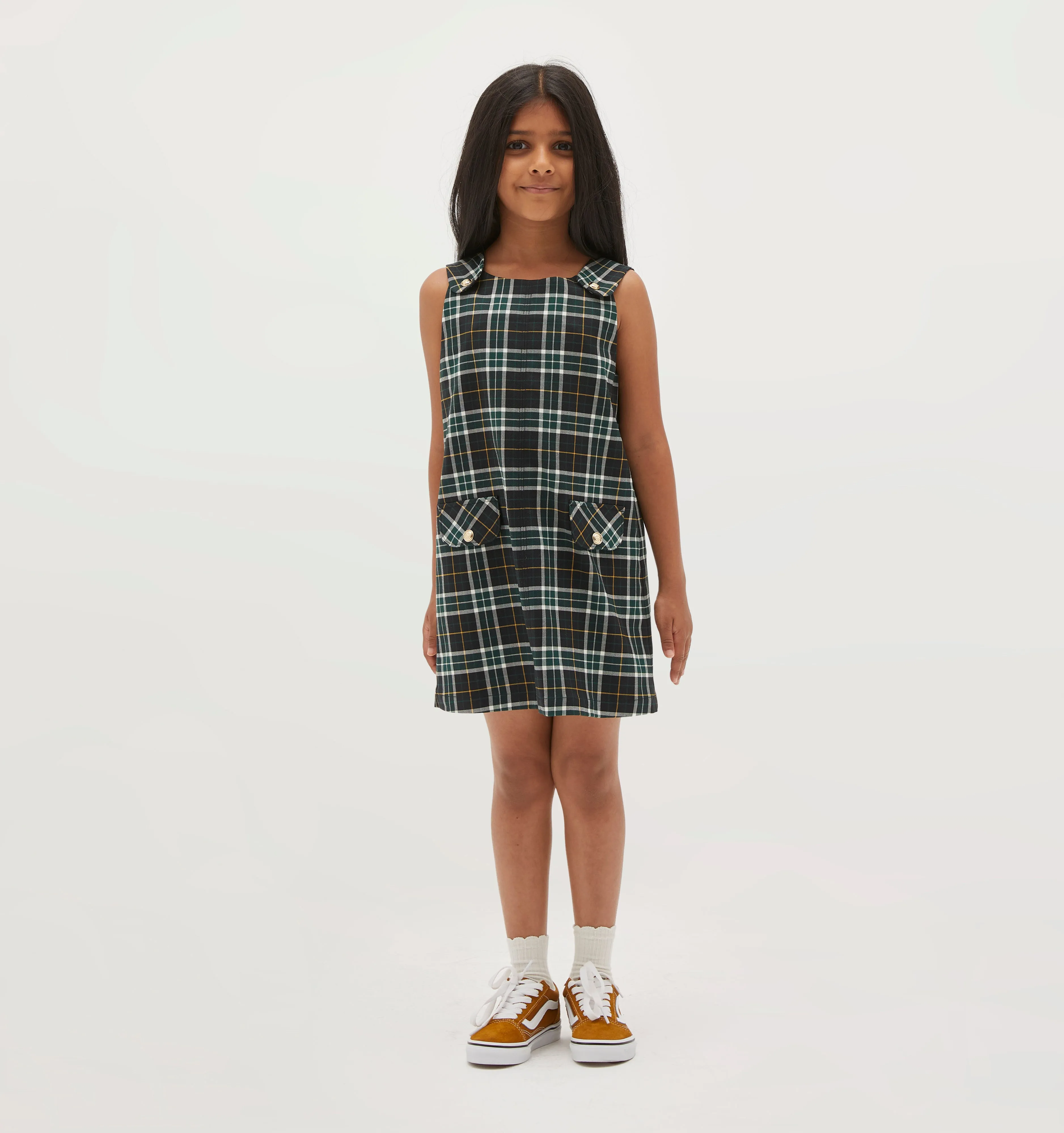 The Tiny Harris Dress - Green Wallace Plaid