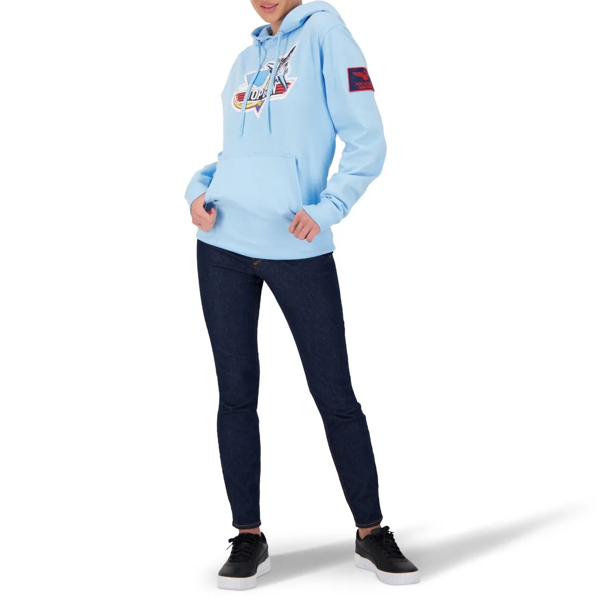 TOP GUN Unisex Retro Logo Hoodie - LIGHT BLUE