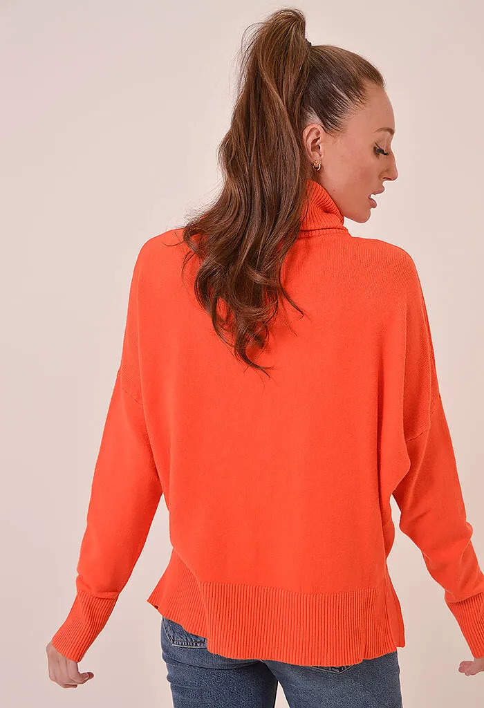 Trento Turtleneck Sweater-Papaya