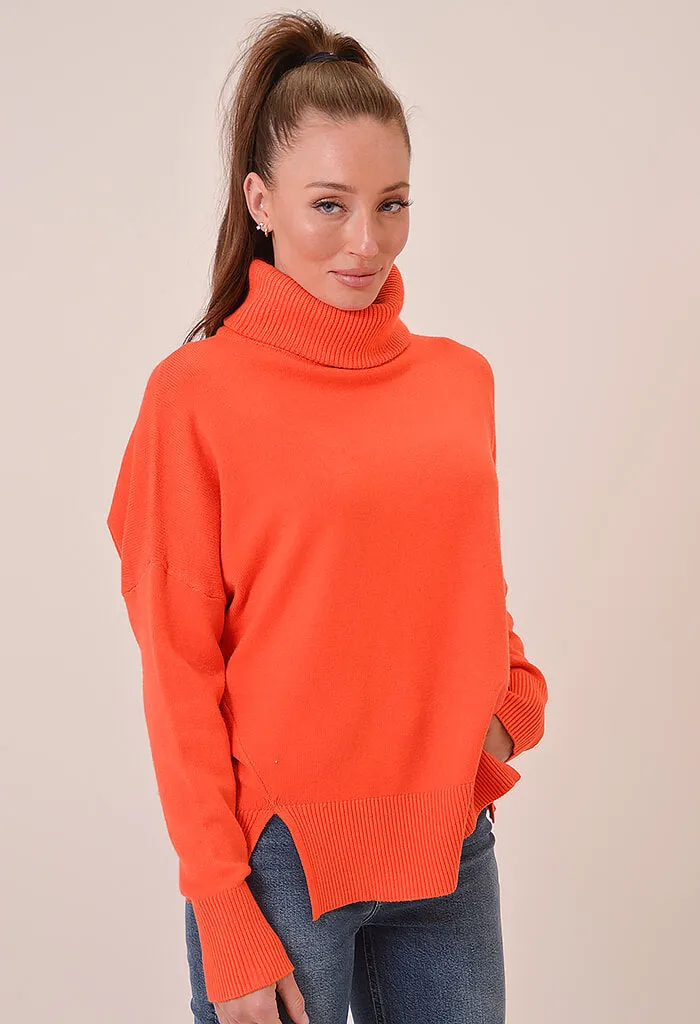 Trento Turtleneck Sweater-Papaya