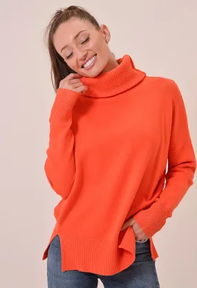 Trento Turtleneck Sweater-Papaya