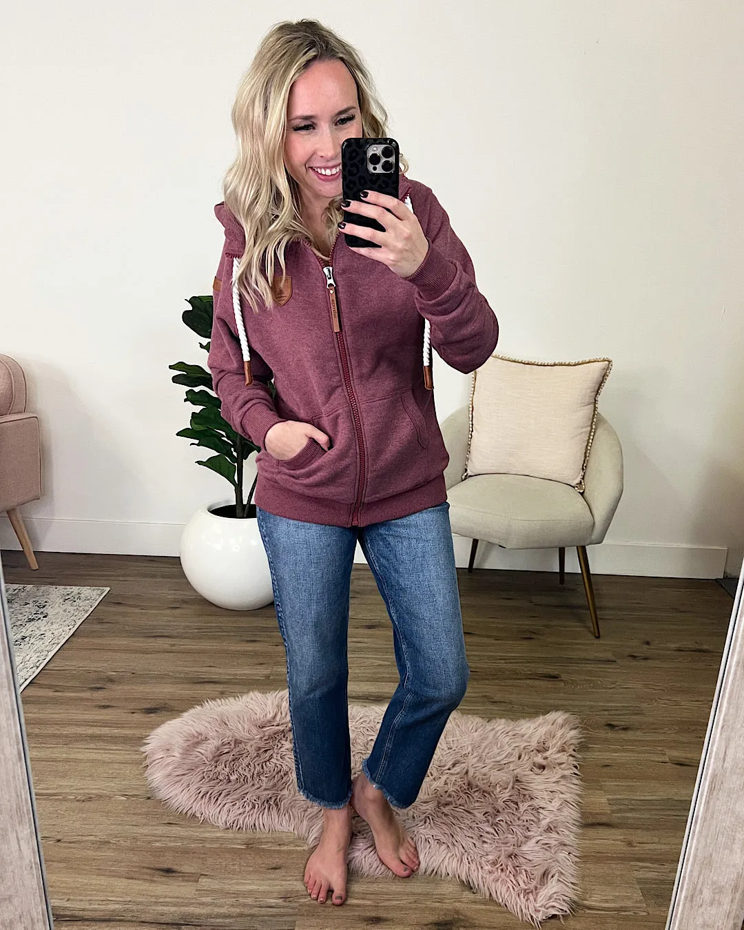 Wanakome Hera Full Zip Hoodie - Merlot